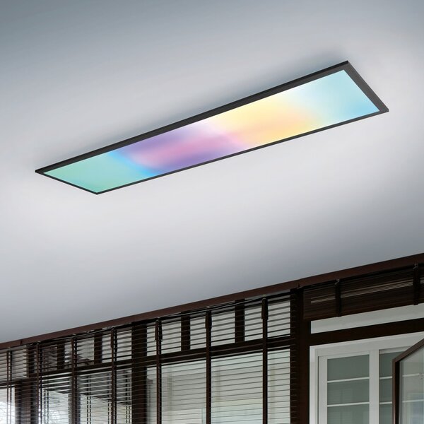 Reality Leuchten Plafonieră cu LED-uri Beta, lungime 119 cm, negru, RGBW, CCT, reglabil, Negru, Camera de zi / sufragerie, Metal, Modern