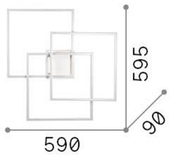 Ideallux Ideal Lux LED lampă de perete cu LED-uri Frame negru 3 lumini 59 x 59,5, Negru, Camera de zi / sufragerie, Metal, Modern