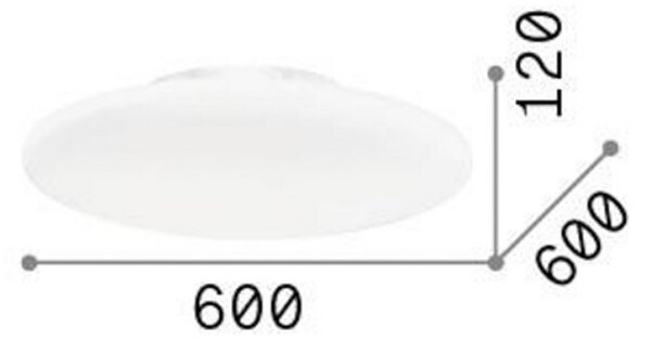 Ideallux Plafonieră Ideal Lux Smarties, sticlă opală, Ø 60 cm, reglabil, Alb, Camera de zi / sufragerie, Sticlă, Modern