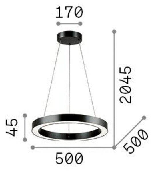 IDEAL LUX Ideal Lux Lampă suspendată cu LED Oracle, negru, 3.000 K, Ø 50 cm, Negru, Camera de zi / sufragerie, Metal, Modern