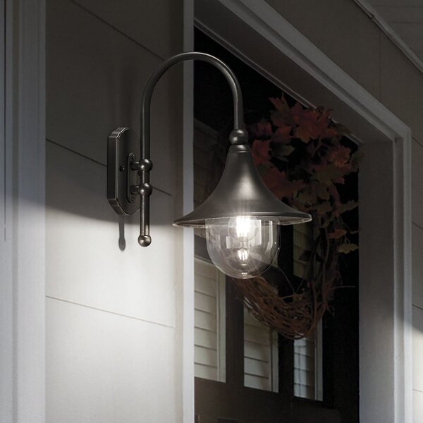 IDEAL LUX Ideal Lux Aplică de exterior Cima, antracit, metal, înălțime 46 cm, reglabil, Negru, Aluminiu, Antichitate