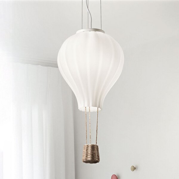 IDEAL LUX Ideal Lux Lampă suspendată Dream Big, alb, sticlă opală, Ø 30 cm, reglabil, Alb, Camera de zi / sufragerie, Sticlă, Viața tânără