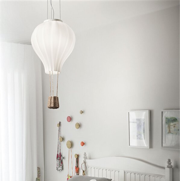 IDEAL LUX Ideal Lux Lampă suspendată Dream Big, alb, sticlă opală, Ø 30 cm, reglabil, Alb, Camera de zi / sufragerie, Sticlă, Viața tânără