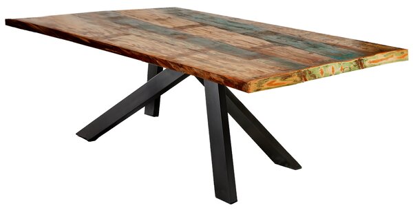 Masa dreptunghiulara cu blat din lemn reciclat Tables&Co 240x100x74 cm multicolor/negru