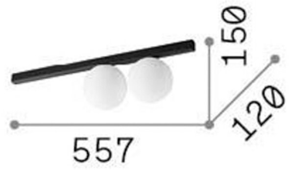 Ideal lux Plafonieră Ideal Lux Binomio de culoare alamă cu 2 lumini din sticlă, Auriu / Alamă, Camera de zi / sufragerie, Sticlă, Modern