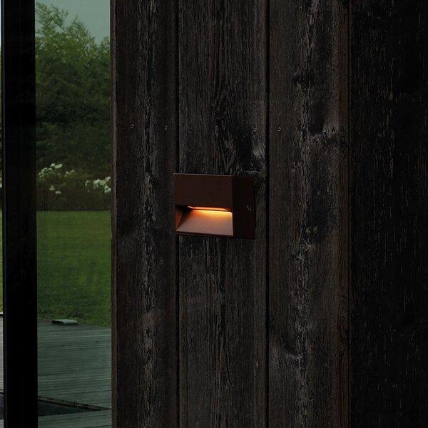 IDEAL LUX Ideal Lux LED pentru exterior Dedra, maro, 10 x 6,5 cm, Maro / Rugină, Metal, Modern, Soclu de perete jos