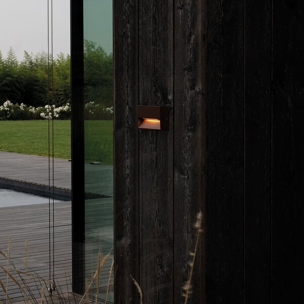 IDEAL LUX Ideal Lux LED pentru exterior Dedra, maro, 10 x 6,5 cm, Maro / Rugină, Metal, Modern, Soclu de perete jos