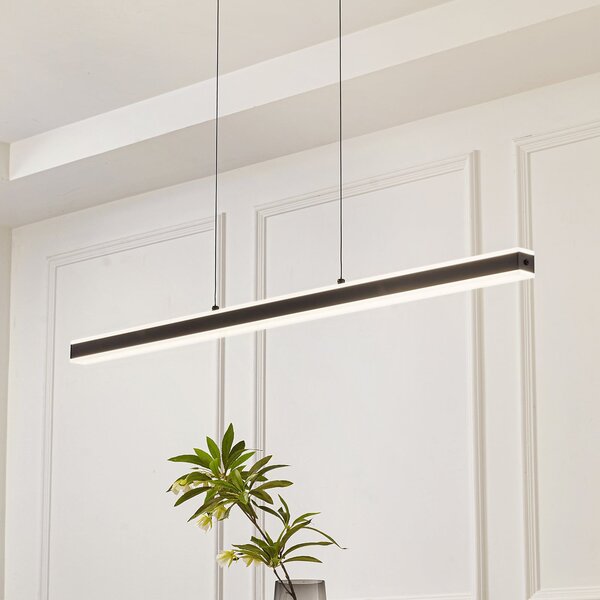 Lucande Lampă suspendată LED Pendolo, negru, aluminiu, 120 cm, reglabil, Negru, Camera de zi / sufragerie, Aluminiu, Modern