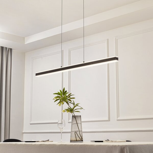 Lucande Lampă suspendată LED Pendolo, negru, aluminiu, 120 cm, reglabil, Negru, Camera de zi / sufragerie, Aluminiu, Modern