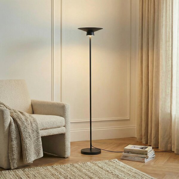 Lindby Lampadar LED Norvind, negru, metal, 1 bec, Negru, Camera de zi / sufragerie, Metal, Modern
