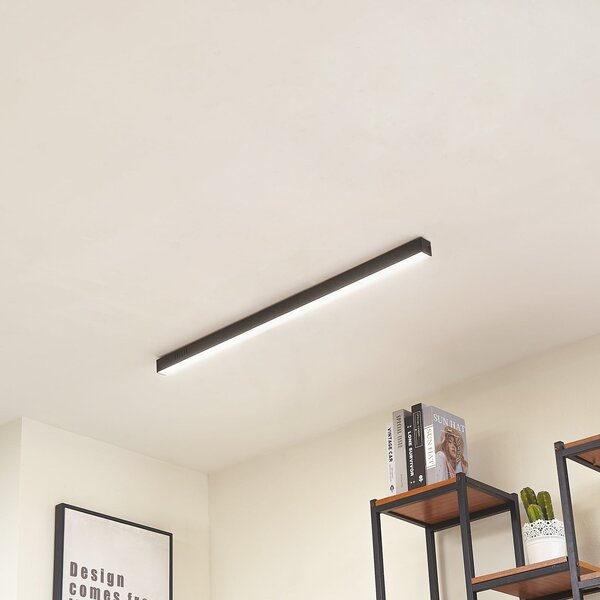 Lucande Plafonieră LED Teniona, 101 cm, negru, aluminiu, reglabil, Negru, Camera de zi / sufragerie, Aluminiu, Modern