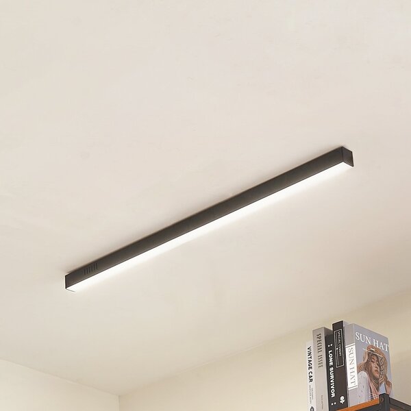 Lucande Plafonieră LED Teniona, 101 cm, negru, aluminiu, reglabil, Negru, Camera de zi / sufragerie, Aluminiu, Modern