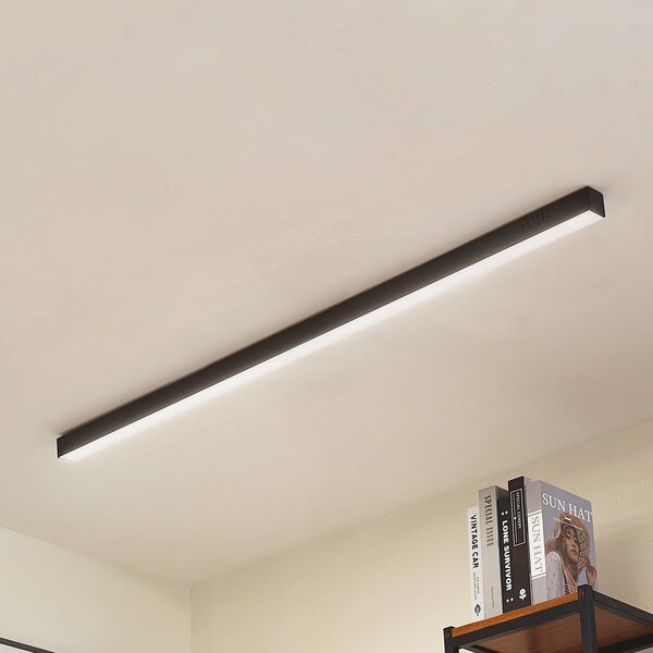 Lucande Plafonieră LED Teniona, 132 cm, negru, aluminiu, reglabil, Negru, Camera de zi / sufragerie, Aluminiu, Modern