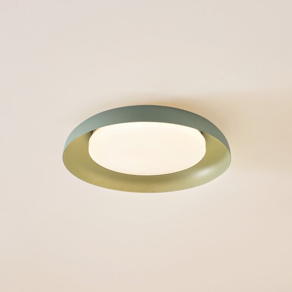 Lindby plafonieră LED Florie, verde, metal, Ø 40 cm, Verde, Camera de zi / sufragerie, Plastic, Modern