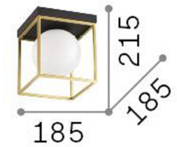IDEAL LUX Ideal Lux Plafonieră Lingotto, negru, sticlă opală, 1 lumină, reglabil, Negru, Camera de zi / sufragerie, Metal, Modern, glob