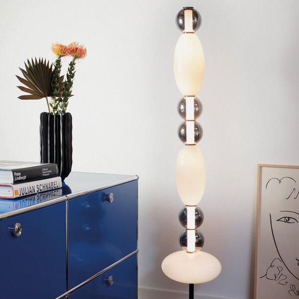 Ideallux Ideal Lux Lampă de podea cu LED Lumiere, sticlă opalină/gri, înălțime 155, Alb, Camera de zi / sufragerie, Sticlă, Modern