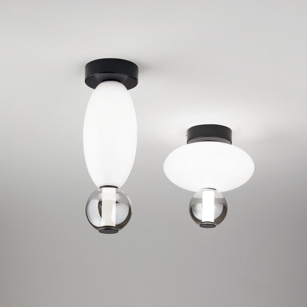 IDEAL LUX Ideal Lux Plafonieră cu LED Lumiere-2, sticlă opalină/gri, negru, Alb, Camera de zi / sufragerie, Sticlă, Modern
