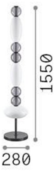 Ideallux Ideal Lux Lampă de podea cu LED Lumiere, sticlă opalină/gri, înălțime 155, Alb, Camera de zi / sufragerie, Sticlă, Modern