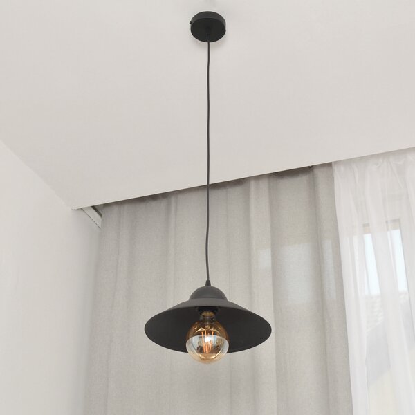 HELAM Suspensie Sorapis, negru, metal, Ø 27,5 cm, reglabil, Negru, Camera de zi / sufragerie, Metal, Modern