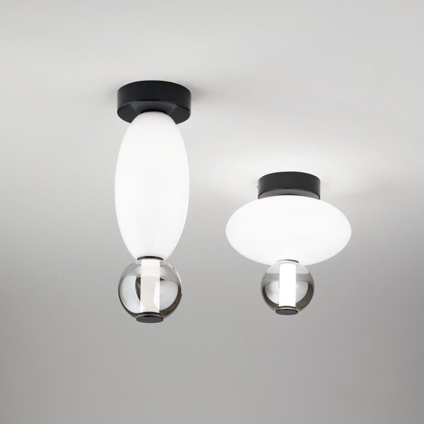 Ideallux Ideal Lux Plafonieră cu LED Lumiere-1, sticlă opalină/gri, negru, Alb, Camera de zi / sufragerie, Sticlă, Modern