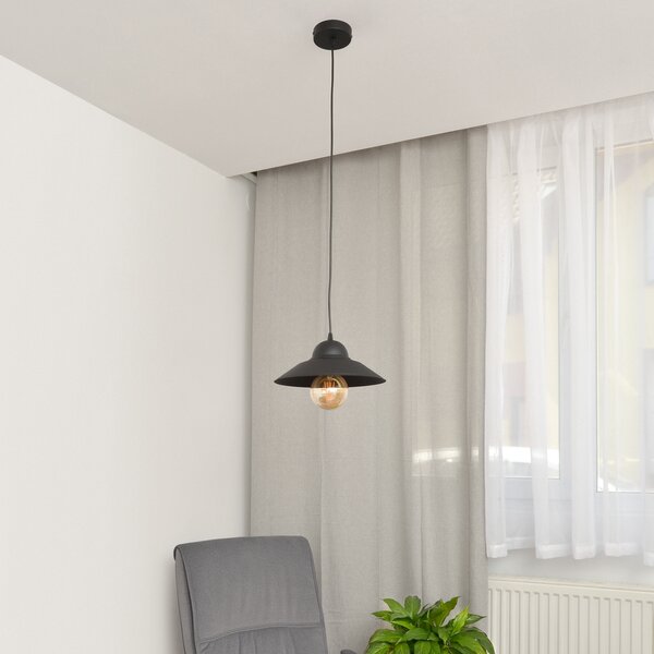 HELAM Suspensie Sorapis, negru, metal, Ø 27,5 cm, reglabil, Negru, Camera de zi / sufragerie, Metal, Modern