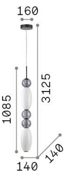 Ideallux Ideal Lux Lumiere-3, sticlă opalină/gri, Alb, Camera de zi / sufragerie, Sticlă, Modern