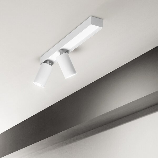 IDEAL LUX Ideal Lux Profilo plafonieră Profilo, alb, cu două lumini, din, Alb, Camera de zi / sufragerie, Metal, Modern, Plafon semicircular cu spațiere