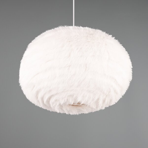 Reality Leuchten Lampă suspendată Furry, Ø 50 cm, culoare nisip, pluș sintetic, reglabil, Bej, Camera de zi / sufragerie, Țesătură / Textil, Modern