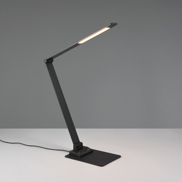 Trio Lighting Lampă de masă Travis LED, negru, CCT, reglabilă, tactilă, USB, reglabil, Negru, Studiu / Birou, Metal, Modern