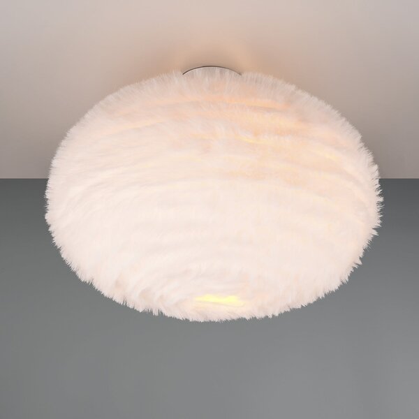 Reality Leuchten Plafonieră Furry, Ø 50 cm, culoare nisip, pluș sintetic, reglabil, Bej, Camera de zi / sufragerie, Țesătură / Textil, Modern