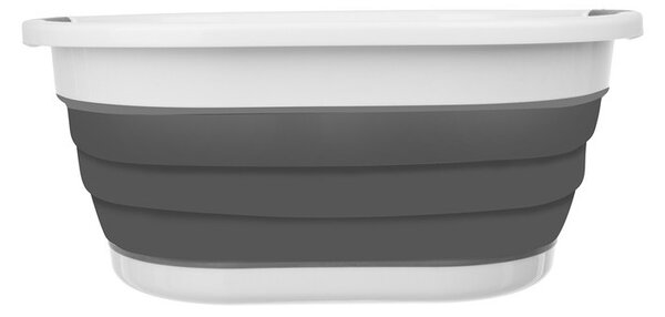 Cos de rufe pliabil, manere sustinere, 25L, 3 nivele inaltime, 38x53,5cm, alb/gri