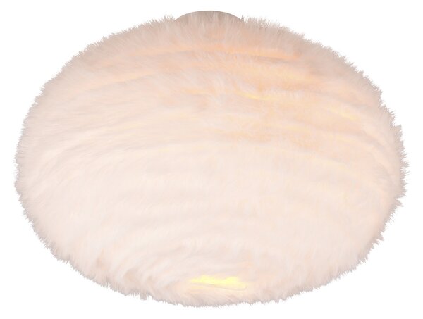Reality Leuchten Plafonieră Furry, Ø 50 cm, culoare nisip, pluș sintetic, reglabil, Bej, Camera de zi / sufragerie, Țesătură / Textil, Modern