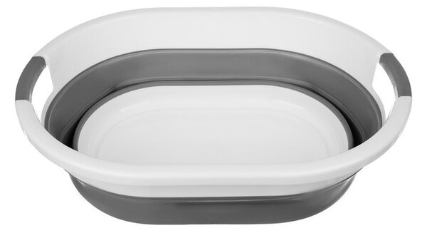 Cos de rufe pliabil, manere sustinere, 25L, 3 nivele inaltime, 38x53,5cm, alb/gri