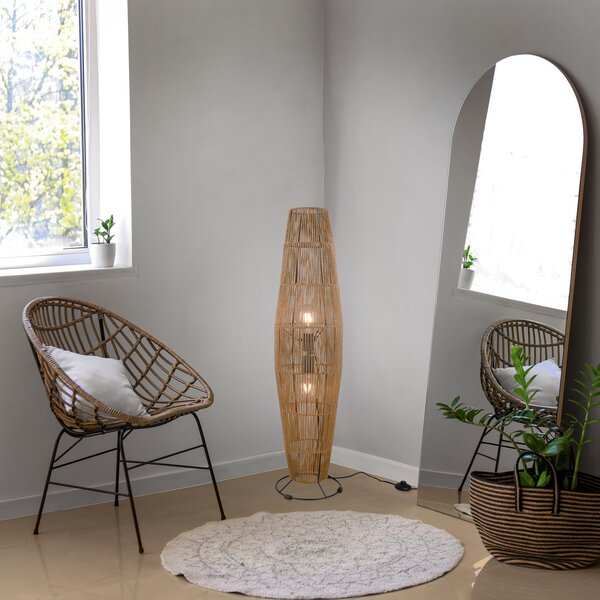 Reality Leuchten Lampă de podea Miki, maro, înălțime 103 cm, hârtie, Maro / Rugină, Camera de zi / sufragerie, Hârtie / Carton, Scandinavă