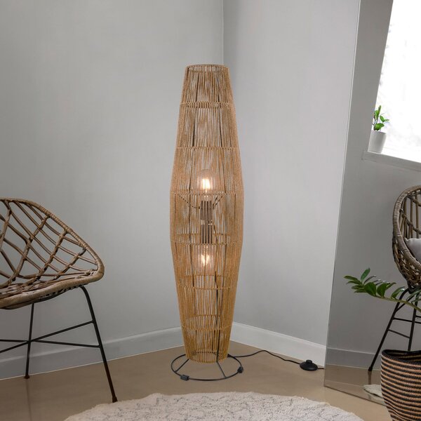 Reality Leuchten Lampă de podea Miki, maro, înălțime 103 cm, hârtie, Maro / Rugină, Camera de zi / sufragerie, Hârtie / Carton, Scandinavă