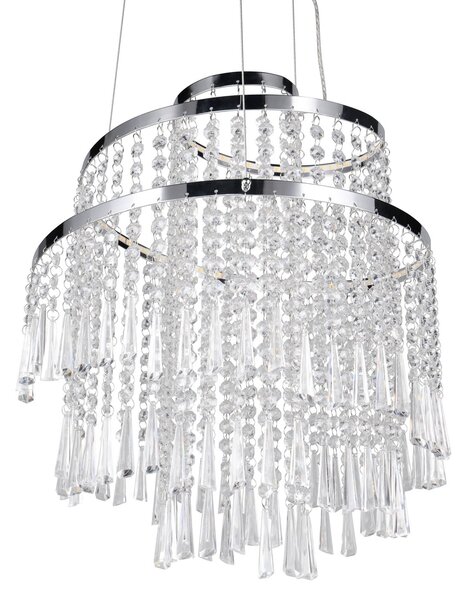 Reality Leuchten Pomp Lampă suspendată cu LED, Ø 38 cm, crom, acrilic/metal, CCT, reglabil, Metalic, Camera de zi / sufragerie, Plastic
