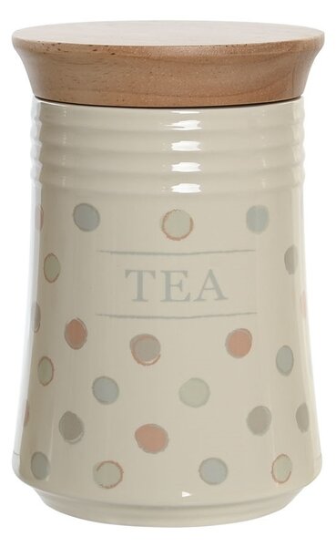 Recipient Tea Little Dots din ceramica bej 10x16 cm