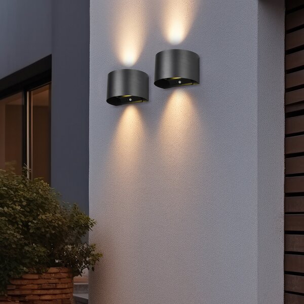 Reality Leuchten Lampă de perete cu LED reîncărcabilă pentru exterior Talent, negru, lățime, Negru, Metal, Modern