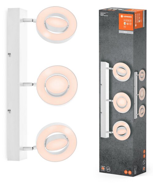 LEDVANCE Saturn LED plafonieră cu LED-uri, trei lămpi, CCT, alb, Alb, Camera de zi / sufragerie, Plastic