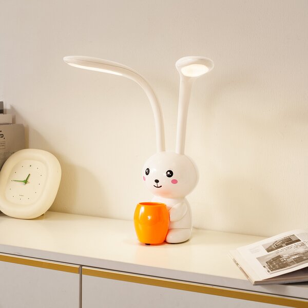 Lindby LED lampă de masă Haas, bej, plastic, CCT, înălțime39cm, reglabil, Bej, Camera copiilor, Plastic, Viața tânără