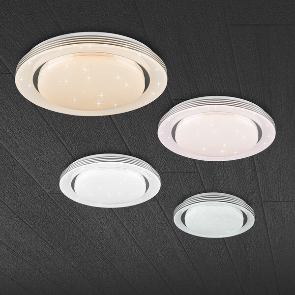 Reality Leuchten Plafonieră cu LED Atria, Ø 58 cm, alb, plastic, CCT, reglabil, Alb, Camera de zi / sufragerie, Plastic, Modern