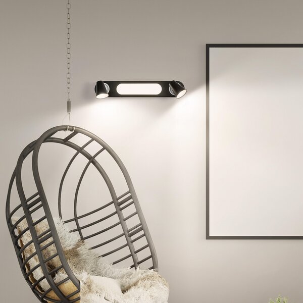LEDVANCE Plafonieră cu LED Neptune, 2 spoturi, negru, Negru, Camera de zi / sufragerie, Metal