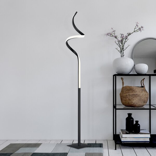Reality Leuchten Lampă de podea cu LED Course, negru mat, 3.000 K, înălțime 145 cm, reglabil, Negru, Camera de zi / sufragerie, Metal, Modern