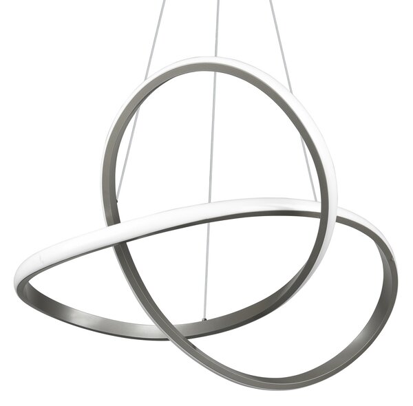 Reality Leuchten Lampă suspendată cu LED Course, nichel mat, 4.000 K, Ø 60 cm, metal, reglabil, Gri, Camera de zi / sufragerie, Metal, Modern
