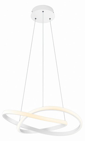 Reality Leuchten Lampă suspendată cu LED Course, alb mat, 4.000 K, Ø 60 cm, metal, reglabil, Alb, Camera de zi / sufragerie, Metal, Modern