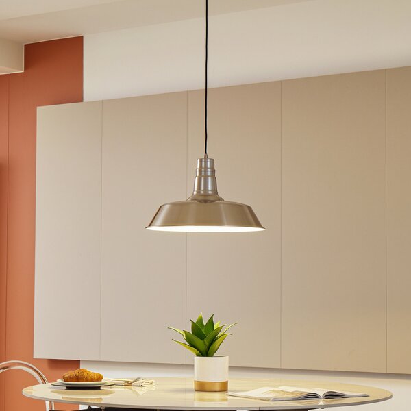 Lindby lampă suspendată Laylan, nichel/alb, Ø 46 cm, metal, reglabil, Metalic, Camera de zi / sufragerie, Metal, Modern