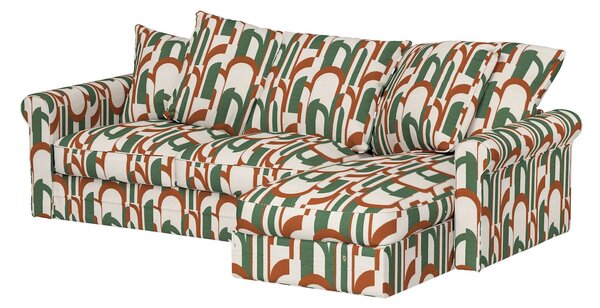 Grönlid chaise longue capac secțional culoare verde Țesătură împletitură, cu model