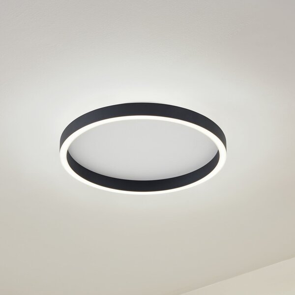 Lucande plafonieră LED Rotundo, Ø 40 cm, negru, dimabilă, reglabil, Negru, Camera de zi / sufragerie, Plastic, Modern