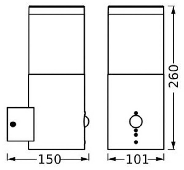 LEDVANCE Lampă de exterior Endura Classic Ebro cu senzor, oțel inoxidabil, reglabil, Metalic, Oțel inoxidabil