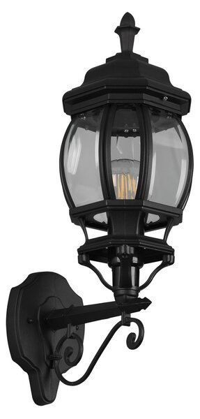Trio Lighting Aplică de exterior Elvo, soclu superior, negru mat, reglabil, Negru, Aluminiu, Antichitate